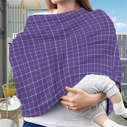 Purple Grey And White Tattersall Print Baby Seat Cover