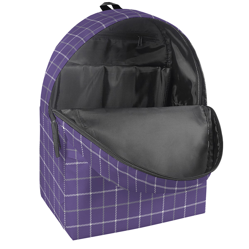 Purple Grey And White Tattersall Print Backpack