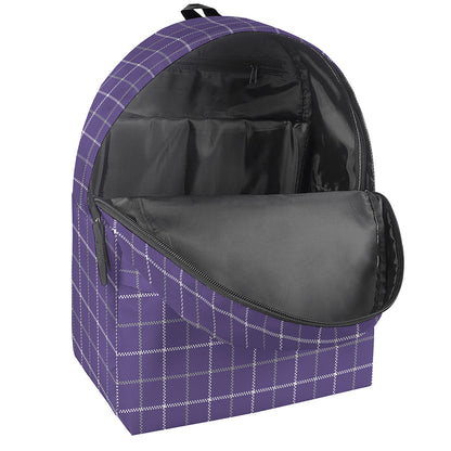 Purple Grey And White Tattersall Print Backpack