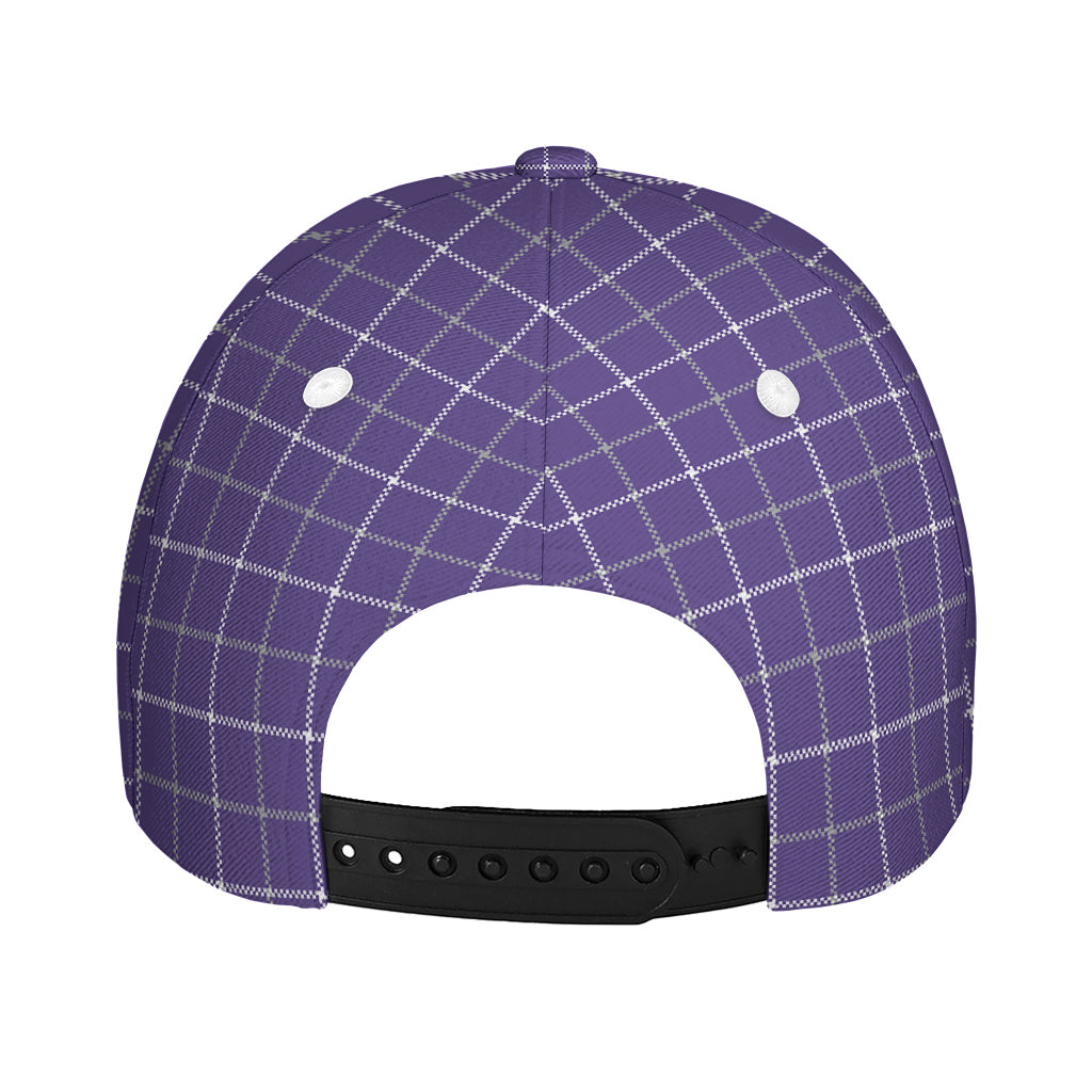 Purple Grey And White Tattersall Print Baseball Cap