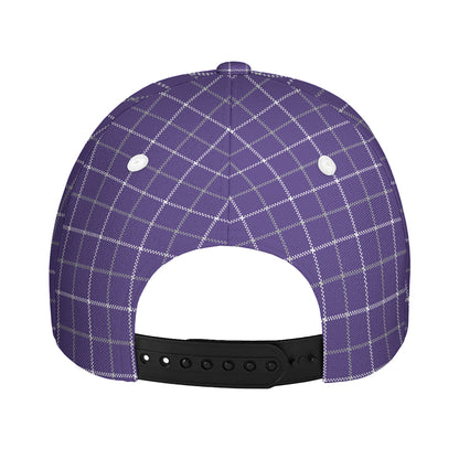 Purple Grey And White Tattersall Print Baseball Cap