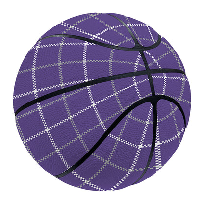 Purple Grey And White Tattersall Print Basketball