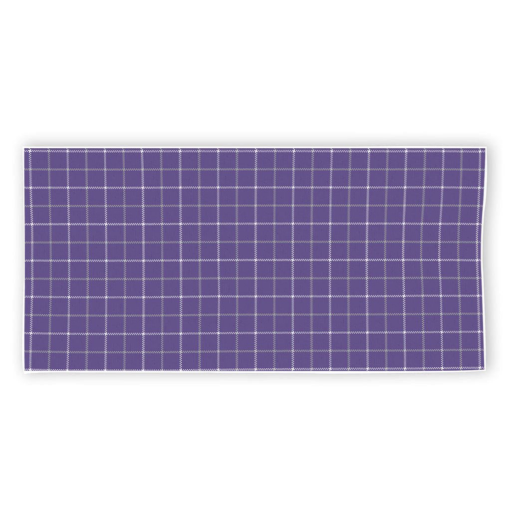 Purple Grey And White Tattersall Print Beach Towel