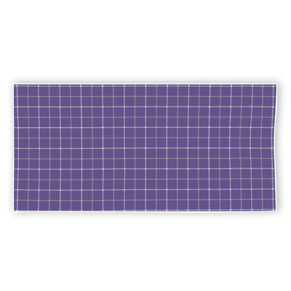 Purple Grey And White Tattersall Print Beach Towel