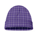 Purple Grey And White Tattersall Print Beanie