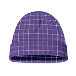 Purple Grey And White Tattersall Print Beanie