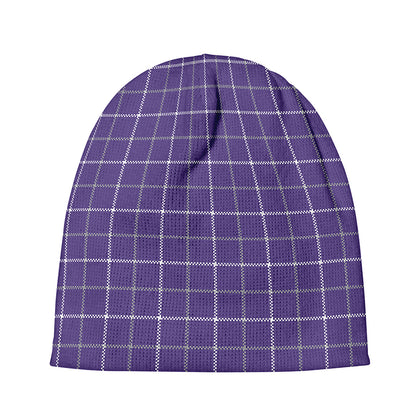 Purple Grey And White Tattersall Print Beanie