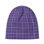 Purple Grey And White Tattersall Print Beanie