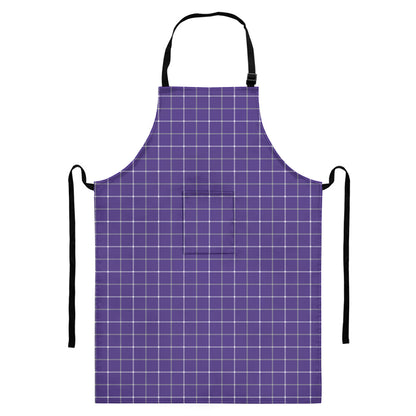Purple Grey And White Tattersall Print Bib Apron With Pocket