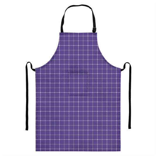 Purple Grey And White Tattersall Print Bib Apron With Pocket
