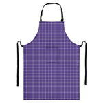 Purple Grey And White Tattersall Print Bib Apron With Pocket