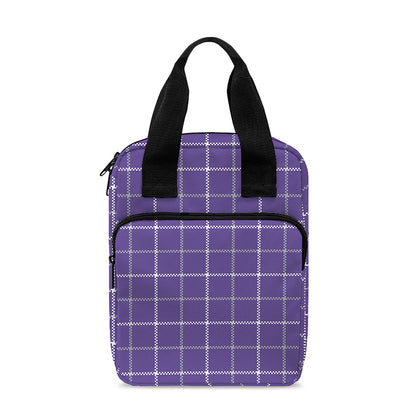 Purple Grey And White Tattersall Print Bible Tote Bag