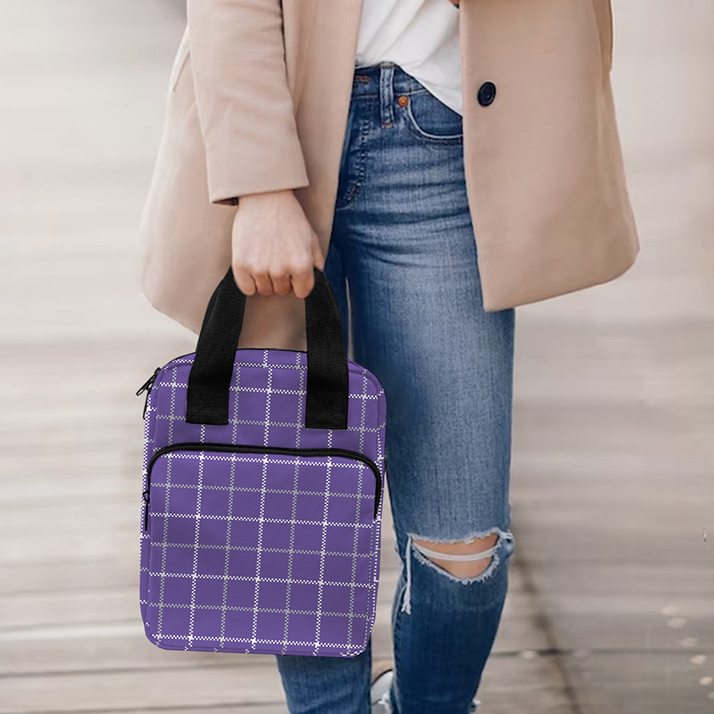 Purple Grey And White Tattersall Print Bible Tote Bag