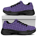 Purple Grey And White Tattersall Print Black Chunky Shoes