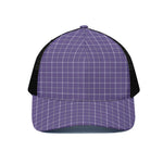 Purple Grey And White Tattersall Print Black Mesh Trucker Cap