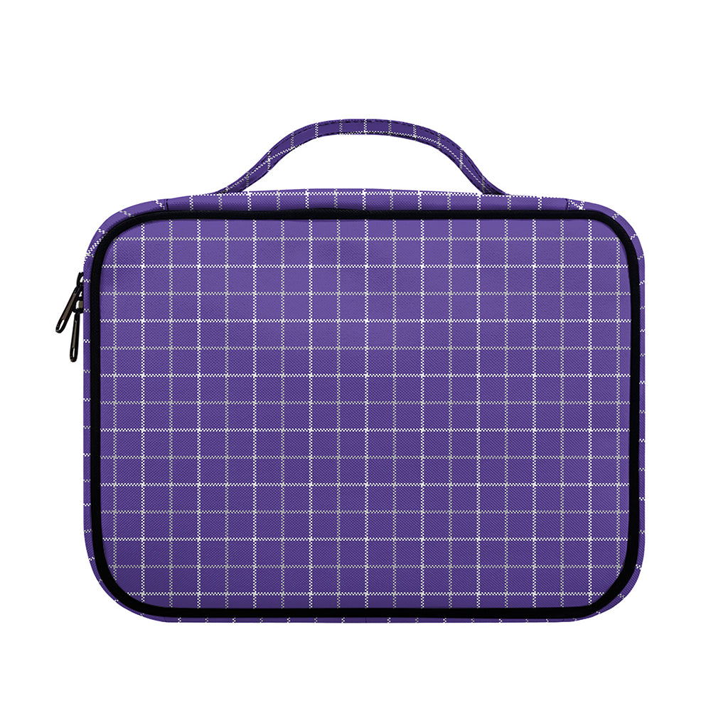 Purple Grey And White Tattersall Print Briefcase Bible Bag