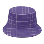 Purple Grey And White Tattersall Print Bucket Hat