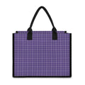Purple Grey And White Tattersall Print Canvas Tote Bag