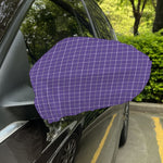 Purple Grey And White Tattersall Print Car Side Mirror Covers