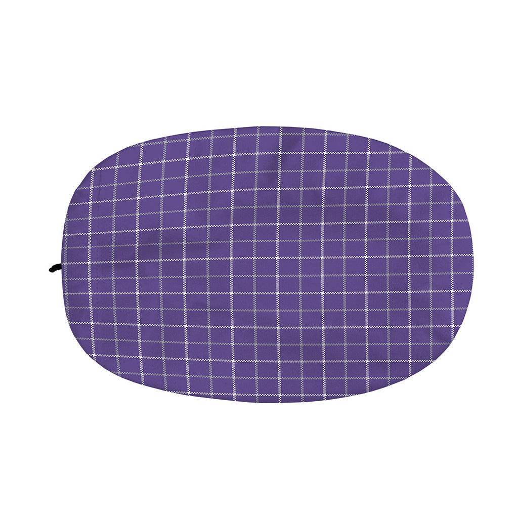 Purple Grey And White Tattersall Print Car Side Mirror Covers