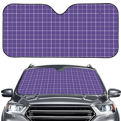 Purple Grey And White Tattersall Print Car Windshield Sun Shade