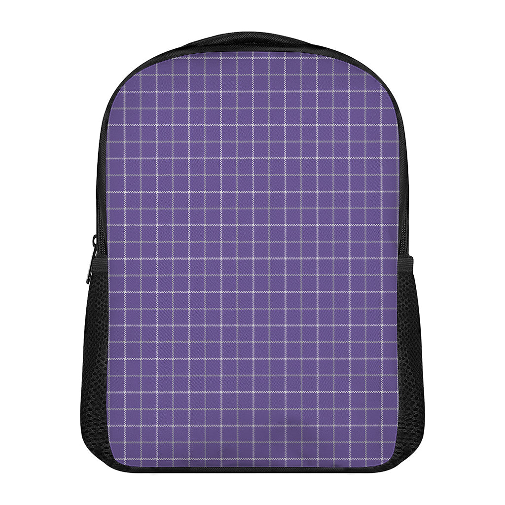 Purple Grey And White Tattersall Print Casual Backpack