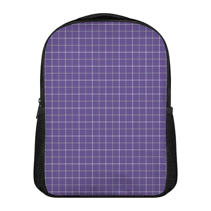 Purple Grey And White Tattersall Print Casual Backpack