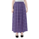 Purple Grey And White Tattersall Print Chiffon Maxi Skirt