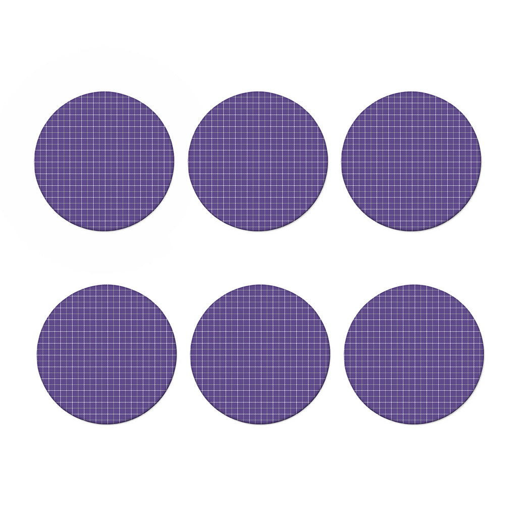 Purple Grey And White Tattersall Print Coaster Set