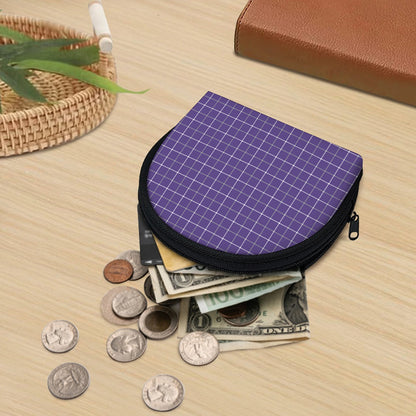Purple Grey And White Tattersall Print Coin Purse