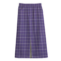 Purple Grey And White Tattersall Print Cotton Front Slit Maxi Skirt