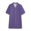 Purple Grey And White Tattersall Print Cotton Hawaiian Shirt