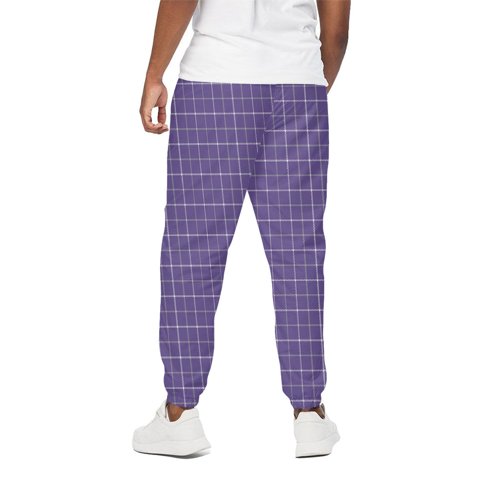 Purple Grey And White Tattersall Print Cotton Pants