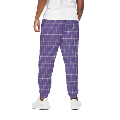Purple Grey And White Tattersall Print Cotton Pants