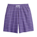 Purple Grey And White Tattersall Print Cotton Shorts
