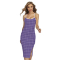 Purple Grey And White Tattersall Print Cross Back Cami Dress