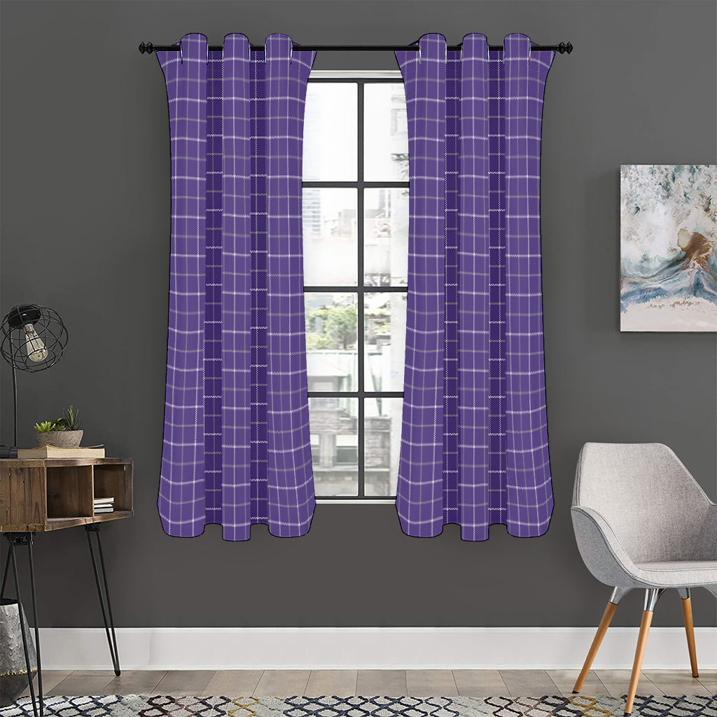 Purple Grey And White Tattersall Print Curtain