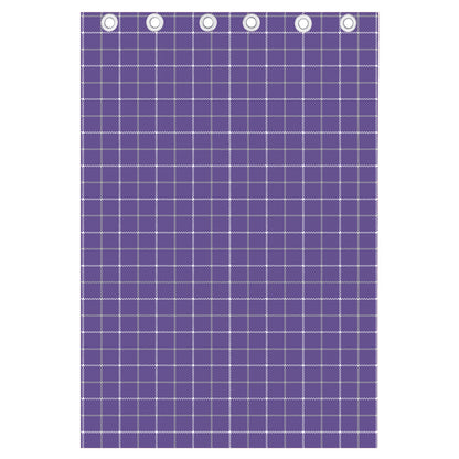 Purple Grey And White Tattersall Print Curtain