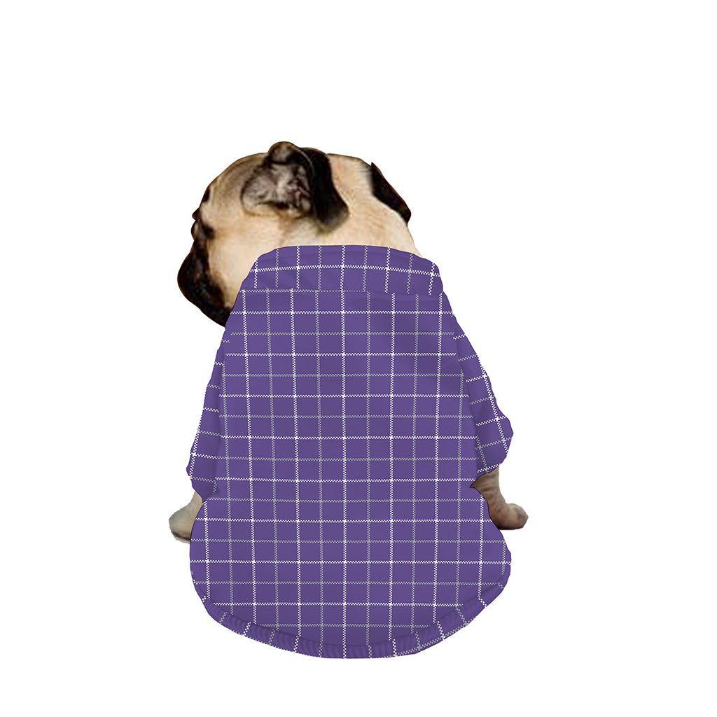 Purple Grey And White Tattersall Print Dog Zip Up Jacket