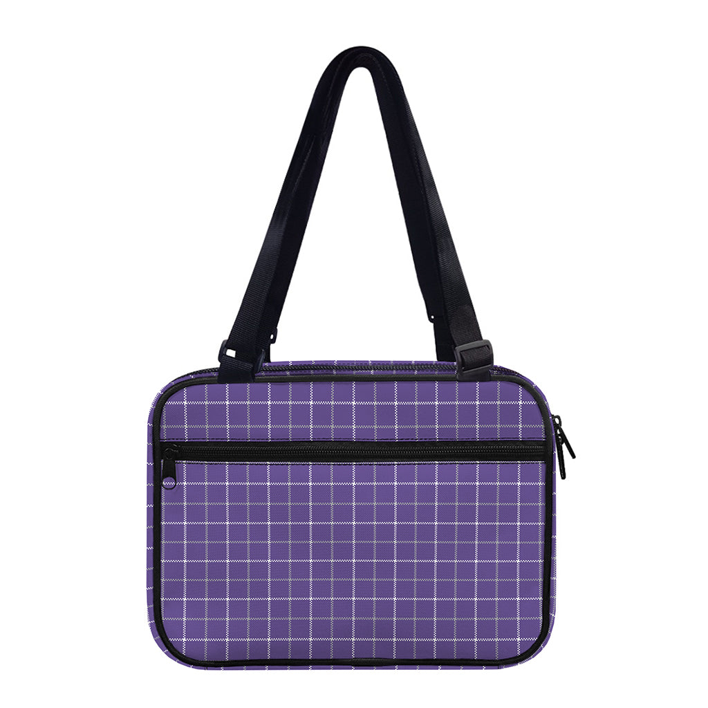 Purple Grey And White Tattersall Print Double Strap Bible Bag