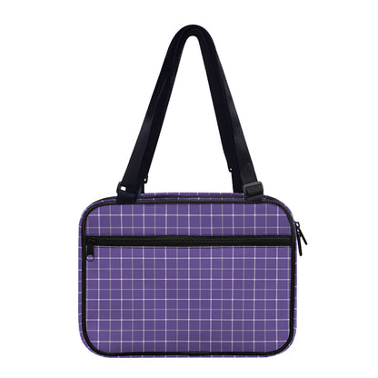 Purple Grey And White Tattersall Print Double Strap Bible Bag