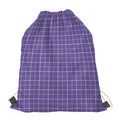 Purple Grey And White Tattersall Print Drawstring Bag