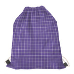 Purple Grey And White Tattersall Print Drawstring Bag