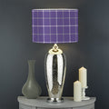 Purple Grey And White Tattersall Print Drum Lamp Shade