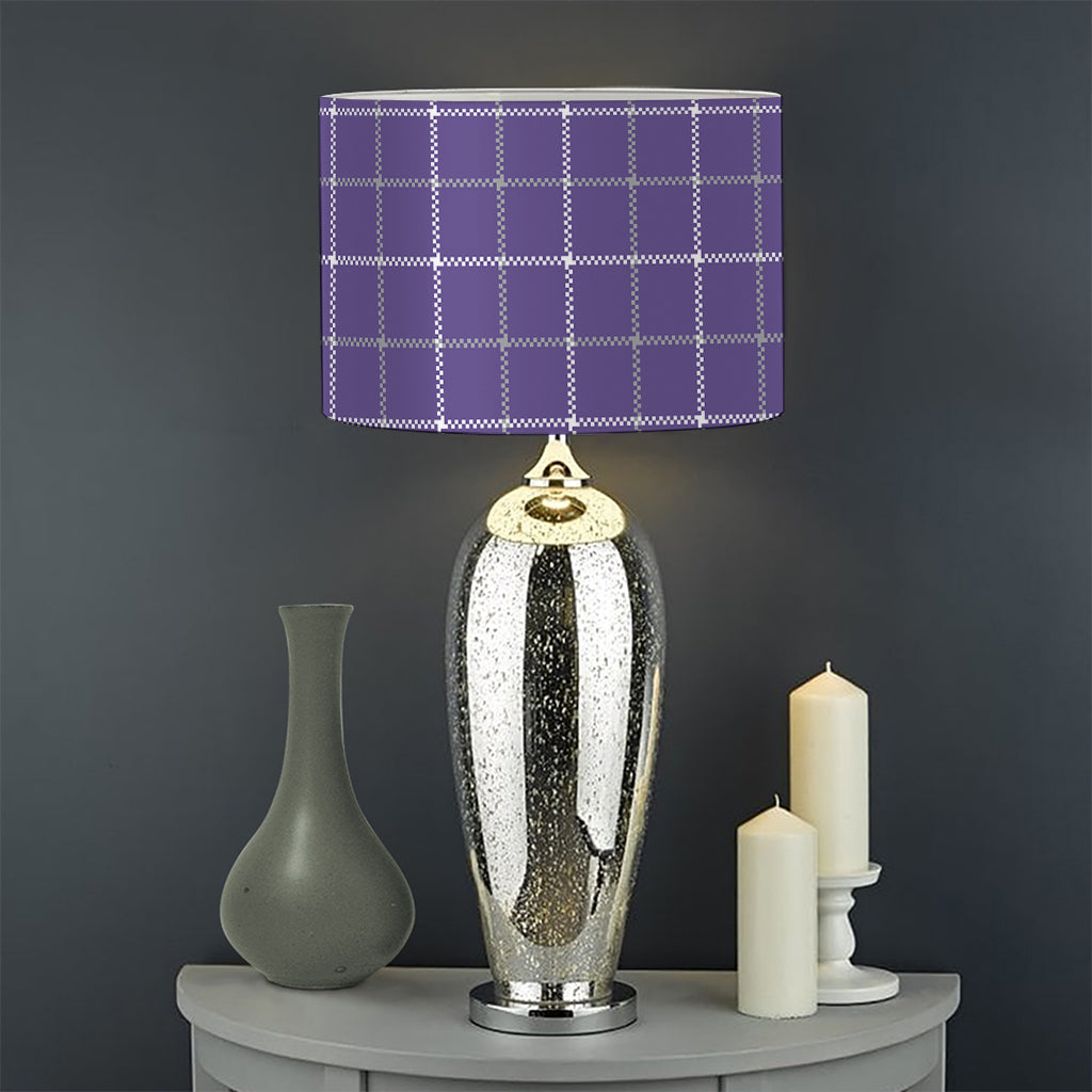 Purple Grey And White Tattersall Print Drum Lamp Shade