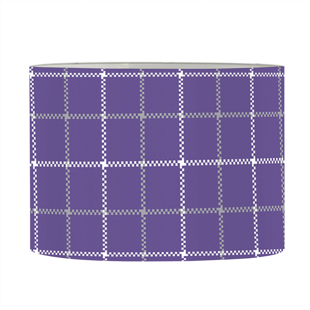 Purple Grey And White Tattersall Print Drum Lamp Shade