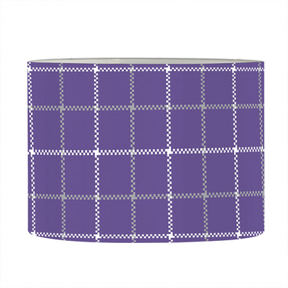 Purple Grey And White Tattersall Print Drum Lamp Shade