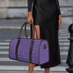 Purple Grey And White Tattersall Print Duffle Bag