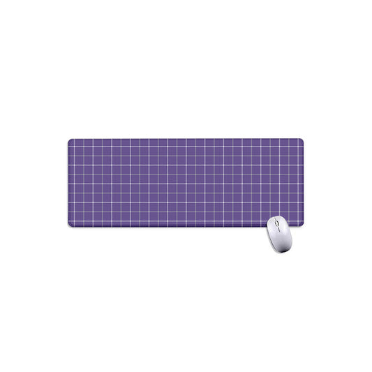 Purple Grey And White Tattersall Print Extended Mouse Pad