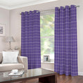 Purple Grey And White Tattersall Print Extra Wide Grommet Curtains